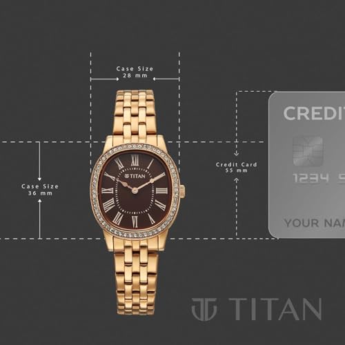 Image of Titan Glamour Quartz Analog Brown Dial Rose Gold Stainless Steel Strap Watch for Women