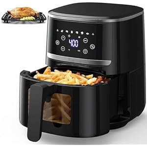 Air Fryer Oven 5 Qt Large Oil Free Touch Screen 1500W Mini Oven Combo with 7 Accessories, One-Touch Digital Controls, Nonstick Tray & Dishwasher-Safe Detachable Square Basket, Timer
