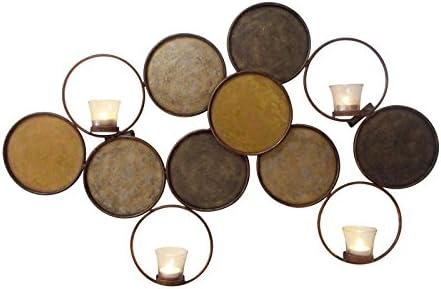 MY SWANKY HOME Gold Bronze Modern Circles Wall Sconce | Votive Candle Holder