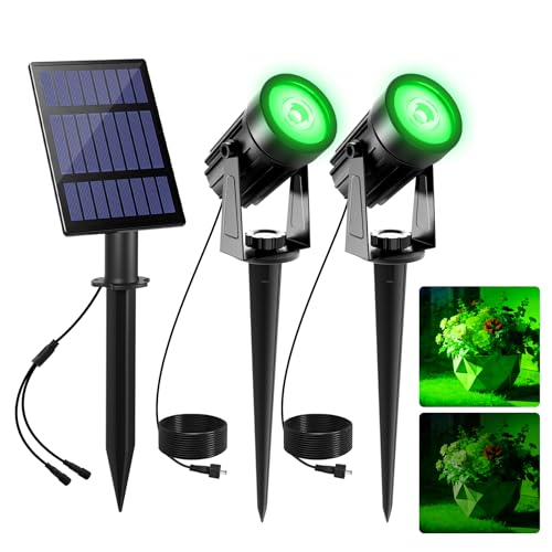 CORESLUX Solarlampen für Außen, Grün Solar Strahler Gartenleuchten, IP65 Wasserdicht Gartenleuchte Gartenbeleuchtung LED Solarstrahler für Außen Gartenweg Bäume Sträucher