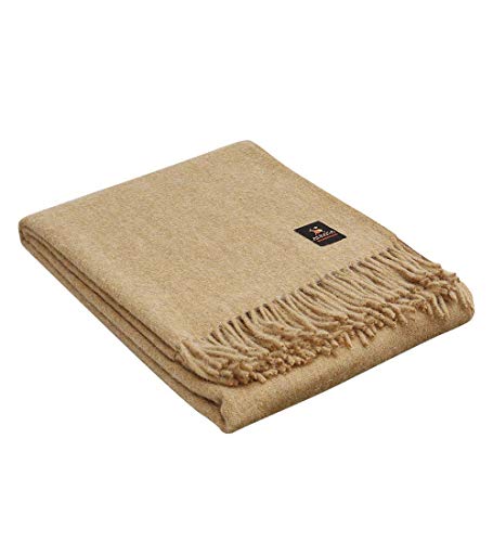 Superfine Alpaca Wool Throw Blanket - Lightweight Alpaca Merino Wool Throw Blankets For Using Indoors Or Outdoors | Soft Peruvian Alpaca Blanket Wool Blanket Solid Color 72" X 60" (Golden Yellow) #TOP16
