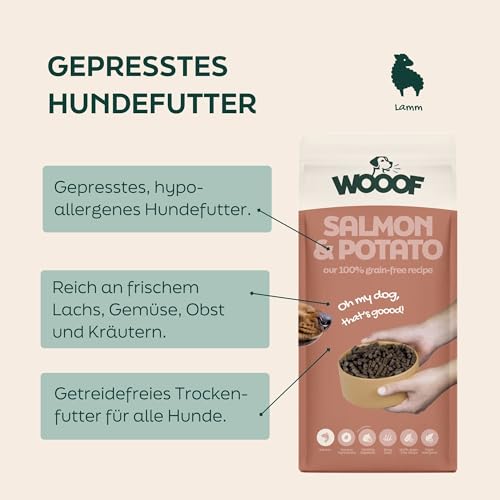 WOOOF Lachs & Kartoffel 18kg kaltgepresstes, getreidefreies und hypoallergenes Hundefutter | Trockenfutter, leicht verdaulich, ohne Weizengluten