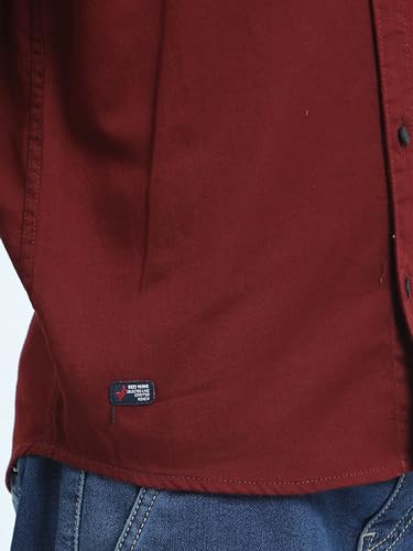 Image of Red Nine Rocket Science Boys' Solid Satin-Finish Poly Cotton Shirt | Single Pocket, Spread Collar, Long Sleeve, Casual