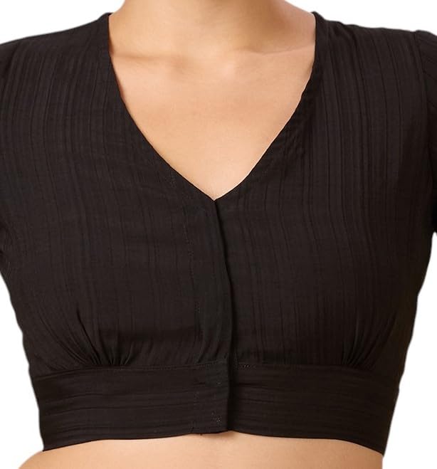 Image of Studio Shringaar Women Viscose Half Sleeve Smart V Neck Readymade Saree Blouse