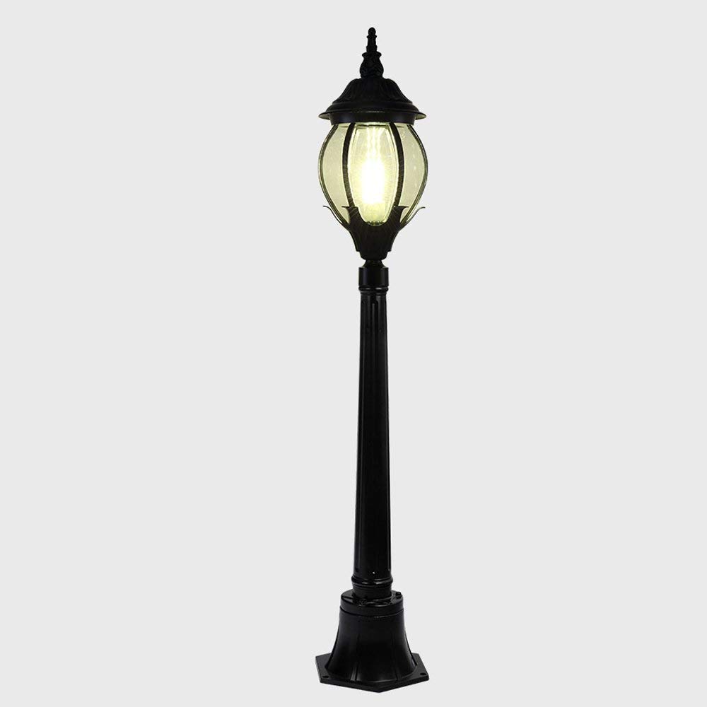 Amerykański retro vintage antyczny wodoodporny szklany ogród trawnikowy europejski słup słupowy lampa aluminiowa willa wspólnota dziedziniec wysoki słup krajobraz trawnik,Black-175cm