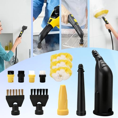12 Stück Zubehör für Kärcher Dampfreiniger SC1 SC2 SC3 SC4 SC5, Fugenbürsten, Rundbürste, Powerdüsen Set, Handdüse Microfiber Cloth, Dampfreiniger Ersatzteile für kärcher