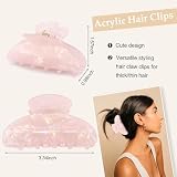 Vovii 4Pcs Acrylic Claw Clips for Women Hair Accessories, Medium Sized Cute Trendy Claw Clips with Iridescent Glitter for Thick Thin Hair (Beige, Green, Pink, Blue)