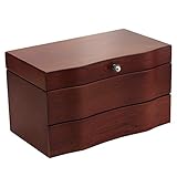 Solid Wood Jewelry Box Multilayer Structure Combination Storages with Makeup Mirror Brown