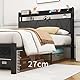 VERFARM Polsterbett Bettgestell 120x200 cm, Doppelbett Bettrahmen mit LED und Ladestation, Bettrahmen mit Stauraum, Jugendbett Gästebett mit Kopfteil, perfekt für Schlafzimmer Gästezimmer, Dunkelgrau