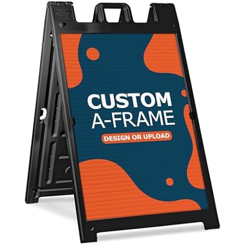 GotPrint Custom A Frame Sign | 24"x36" Design Your Own Sign Add Text/Image/Logo | Signicade Outdoor Sandwich Board Folding Sidewalk Sign with Deluxe Stand, Black Cover