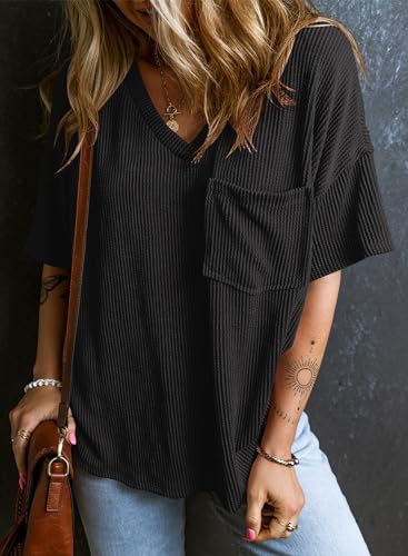 EVALESS Womens Summer Tops Oversized T Shirts Short Sleeve Blouses for Women Dressy Casual Work Outfits2