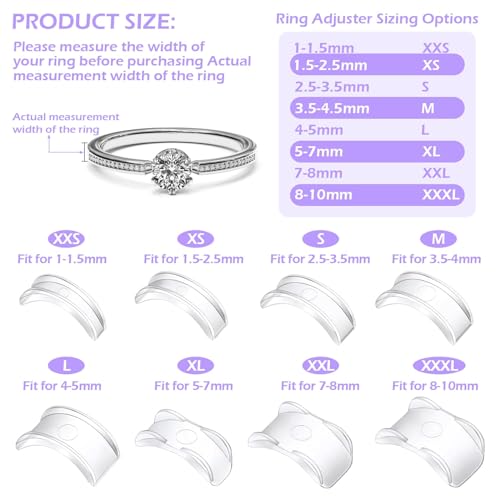 38 pcs ring sizer adjuster for loose rings with ring size measuring tool plug-in invisible ring guards silicone tightener eva foam ring size adjuster set with polishing cloth