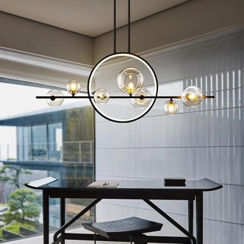 Lustre suspension de salle à manger moderne à 10 globes de verre
