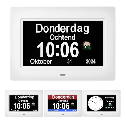 Memwake ouderen digitale klok, tijd en datum weergeven, dementie klok.