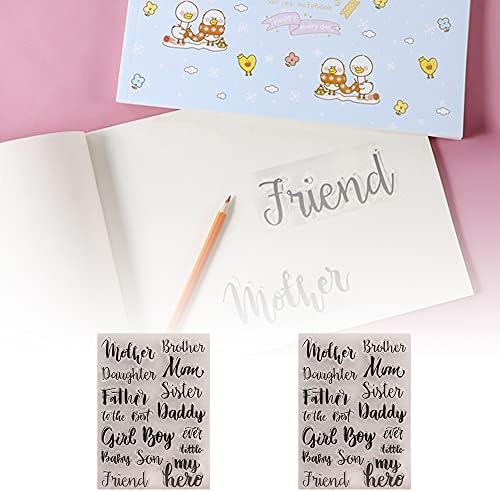 2 Pieces Embossing Stamper Silicone Transparent Family Member Named Finished Stamp Stamp Making Card for Scrapbooking DIY Album