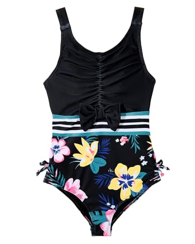 Image of Century Star Girls Bathing Suit One Piece Swimsuit for Kids Cute Bow Striped Swimwear for 4-13 Years
