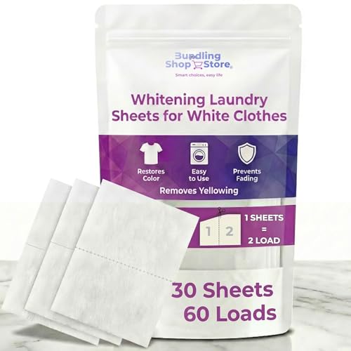 Fabric Sheets for White Clothes - Whitening Laundry (30 Pack)