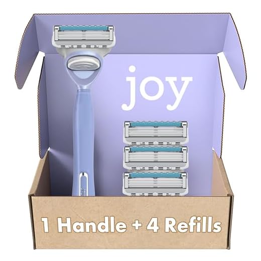joy Razors for Women, 1 Handle, 4 Razor Blade Refills, Teal, Lubrastrip to Help Avoid Skin Irritation