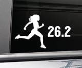 Nashville Decals 26.2 Marathon Female Vinyl Decal Laptop Car Truck Bumper Window Sticker, 7" x 4.25", White