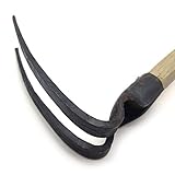 Hand Mini Garden Hoes Dual Headed Weeding Tool - Carbon Steel Hoe/Tine Cultivator 3 Prongs Combo Garden Tools with Wood Handle (2 Prongs)