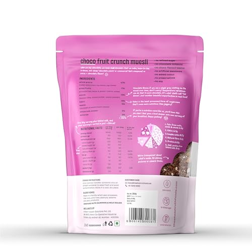 The Whole Truth Foods - Breakfast Muesli - Choco Fruit Crunch - 350g - Made with REAL Chocolate - No added flavour, No artificial colour, No preservatives