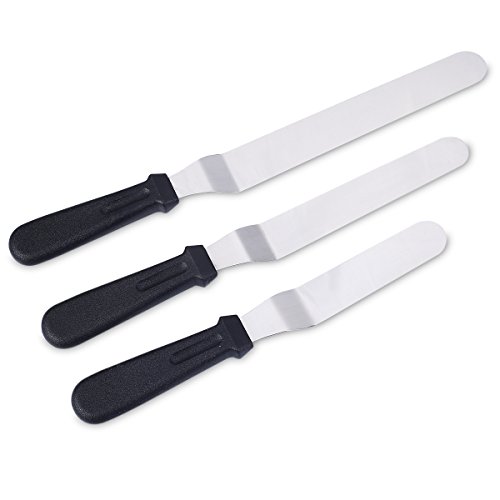 EUBUY 1Pcs Angled Metal Spatula Set Stainless Steel Cake Knife Offset Professional Tool for Decorating Cakes Length 10