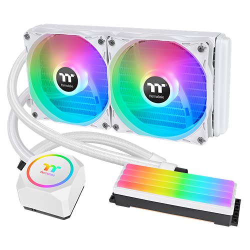 Image of Thermaltake Floe RC240 Snow, AMD (AM5 /AM4) / Intel (LGA 1700 /1200), TT RGB Plus Software /Motherboard Sync ARGB Controlled, 240mm PWM All-in-One CPU & Memory Liquid Cooler CL-W330-PL12SW-A