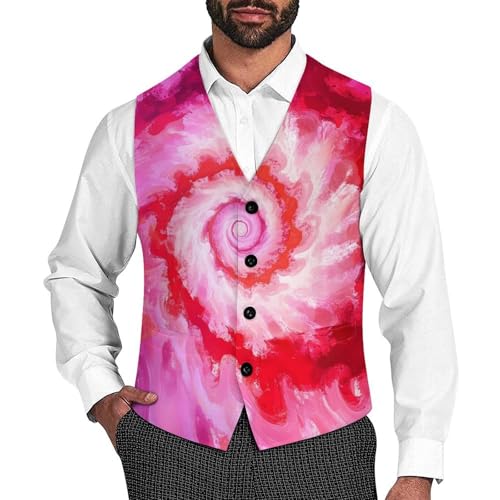 Tie-Dye Spiral Men's Suit Vests Business Formal Dress Vest V-Neck Waistcoat for Wedding Casual