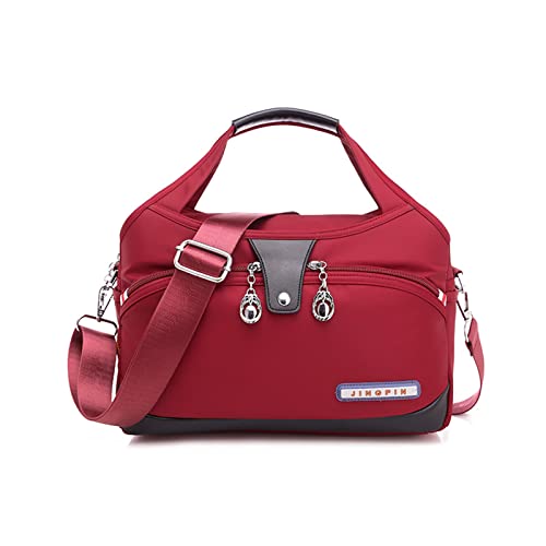 Sac à bandoulière léger en nylon rouge pour femme avec multi-poches