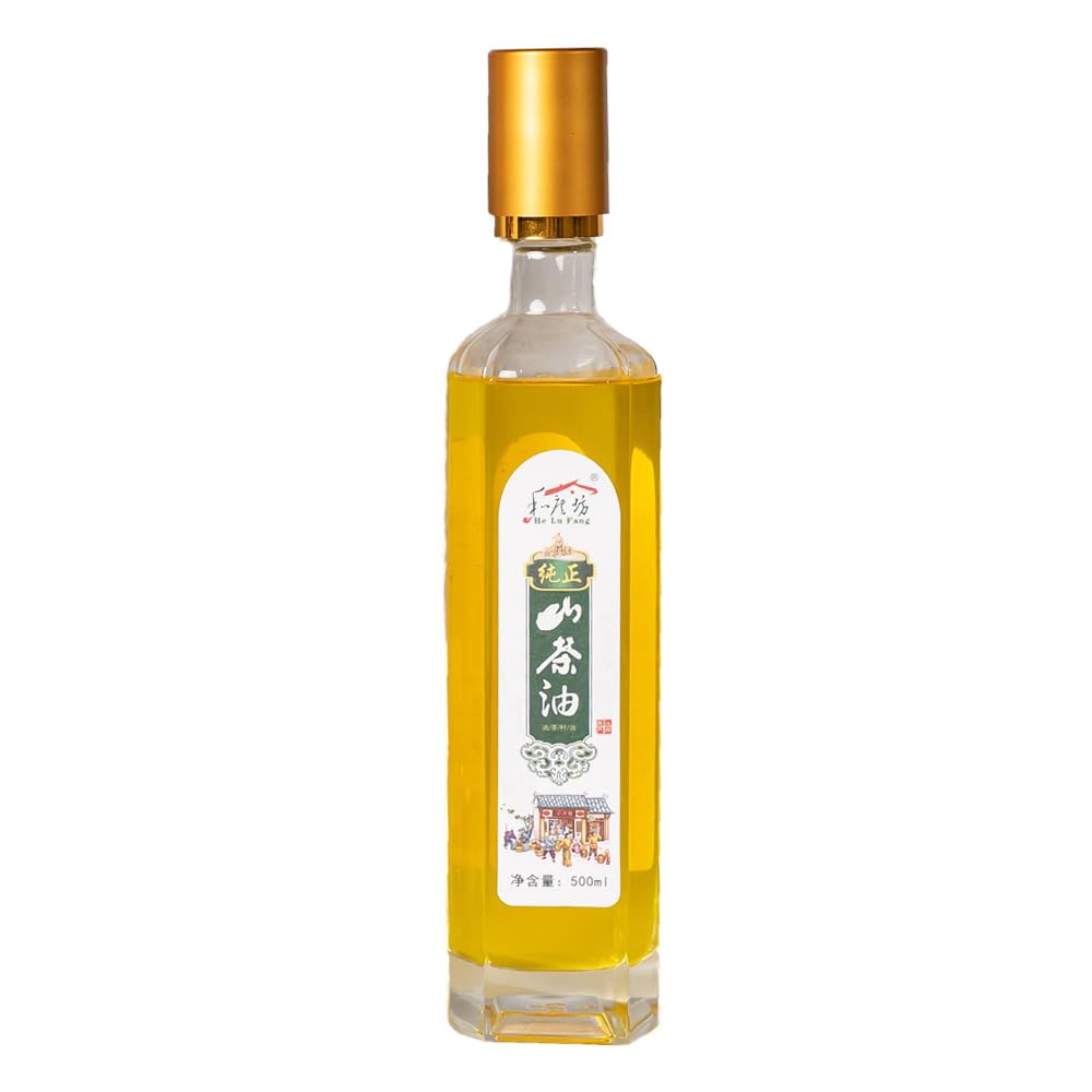 He Lu Fang Cold Pressed Organic Camellia Oil Gift Set - 100% Pure Cold Pressed Tea Seed Oil, 485°F High Smoke Point for Healthy Cooking, 80% Oleic Acid (Omega-9), 500mlx1