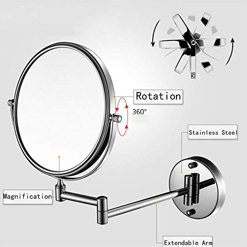 Miroir de maquillage mural JCAKES 8in grossissement 10x extensible - 5