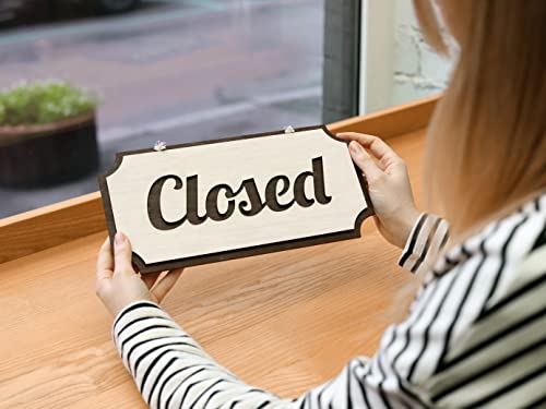 Rustic Wooden Open Closed Sign - Double-Sided Open Sign For Window Or Door, Vintage Style Wood Closed Sign, Open And Closed Signs For Business, Decorative Open-Closed Sign 12 Х 6 Inches #TOP2