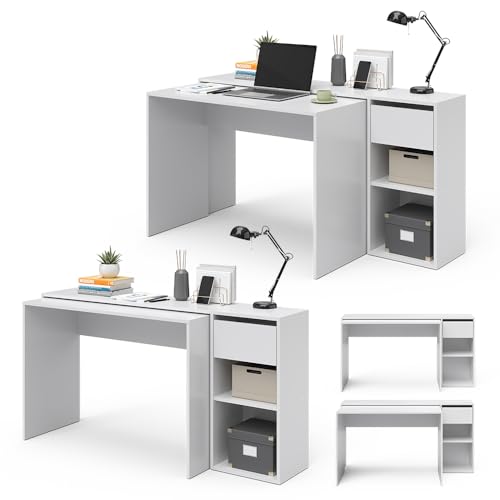 Vicco Schreibtisch Ben, Arbeitstisch für das Büro, Weiß, 145 x 46.4 cm