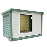 MORISAWA ペットハウス 屋外 外猫ハウス キャットハウス 雨よけ ドッグハウス 屋外 野外猫ハウス 毛布付き 耐重 通気性 犬小屋 小型犬 猫 屋外 防風 防雨 換気 組立簡単 丸洗い (グリーン)