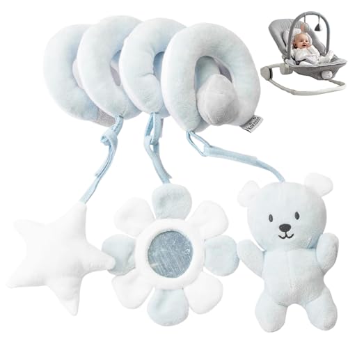 Hperu Jouets de siège de Voiture pour bébés 0 à 6 Mois, Jouets Berceau Amusants en Forme Spirale avec hochets, éducation précoce à Suspendre pour...