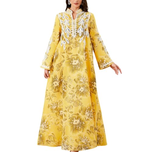 Robe longue à fleurs et manches longues idéale pour banquet officiel