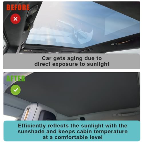 Image of BestEvMod Foldable Roof Sunshade Compatible with 2022-2025 2026 Rivian R1S Accessories Upgraded Heat Reflective Tech Accessories Sunroof Reflective Sun Shade(Front Only Black)