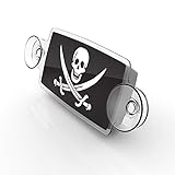 AutoBoxClub Jolly Roger - New EZ Pass, IPass Tag Holder/Transponder Holder/Toll Pass Windshield Mount/Genuine Reclosable Mounting Strips Included/UV-Protective/Installs in Seconds