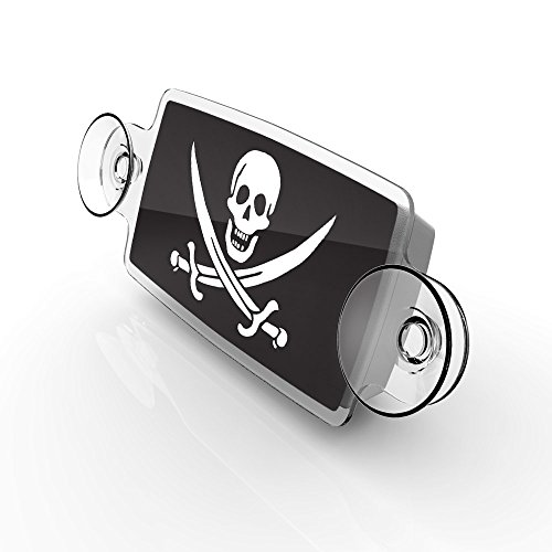 AutoBoxClub Jolly Roger - EZ Pass Holder, IPass Holder/Toll Pass Holder for Most US States/Toll Pass Windshield Mount/Easy to Install and Remove/with 4pcs Toll Pass Mounting Strips/UV-Protective