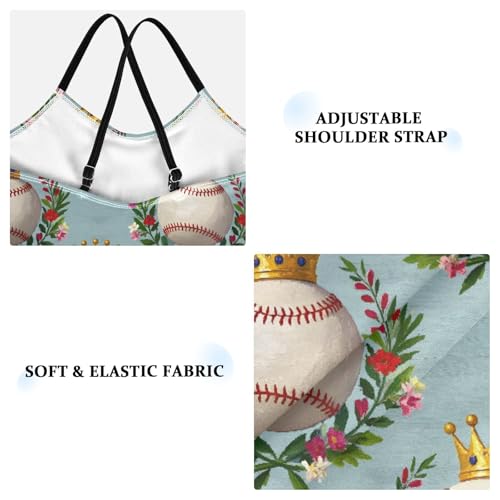 ALAZA Baseball Crown Flower Cute Girls Swimsuit Bathing Suit Beach Swimwear One Piece 3-10T3