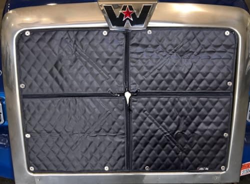 Fits Western Star 4800/4900/EX/FX/SX/5800SS (#86066) Premium Black Quilted 2 Zip Winter Front by GrilleAdz (Quilted Winter Front Only)