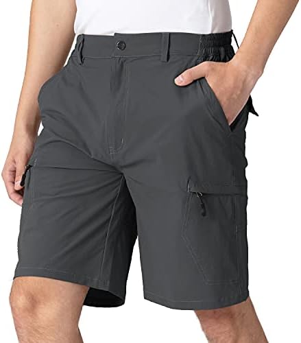 TBMPOY Men's Stretch Cargo Hiking Shorts Quick Dry Casual Work Shorts for Men with Zip Pockets Camping Travel Dark Grey 36