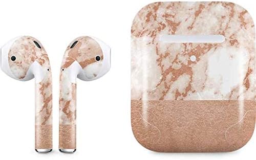 Skinit Decal Audio Skin Compatible with Apple AirPods 2 - Rose Gold Marble Design
