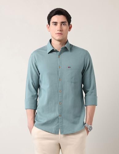 Image of AD by Arvind Modern Slim Fit Solid Shirt