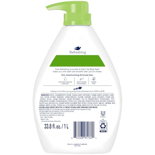 Image of Dove Body Wash, Refreshing Cucumber & Green Tea, Value Size 3-Pack - Moisturizing Shower Soap Liquid for Softer, Smoother Skin, 33.8 Oz Ea