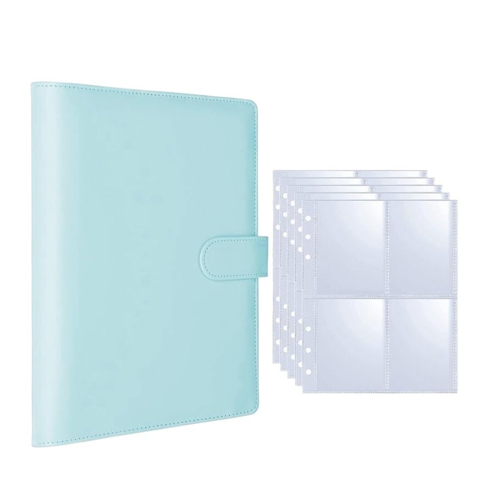 25Pcs Page(4 Grids) Photo Card A5-Binder Albums Cards Collect Book Binder Photocard Holder(Blue-25 pages)