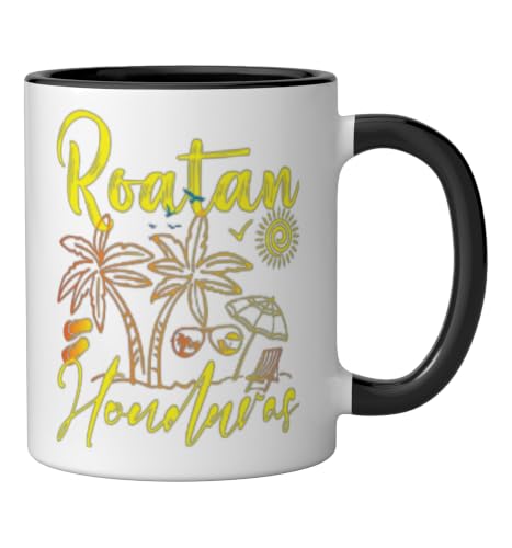 Roatan Souvenirs Honduras Beach Honduras Vacation Roatan Ceramic Mug, Black/White by Family Vacation Honduras Roatan Beach - Used condition - Image 2
