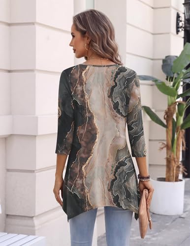 Image of Zeagoo Womens Tops 3 /4 Sleeve Loose Fit Dressy Tunics Plus Size Boho Shirts