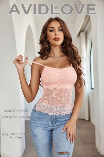 Image of Avidlove Womens Camisole Lace Spaghetti Strap Tank Top Tube Slim Basic Cami Tops