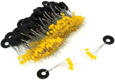 100 Pcs Soft Silicone Fishing Bobber Stopper,6 in 1 Float Sinker Stops,Yellow Oval,L M S Float Stop Available